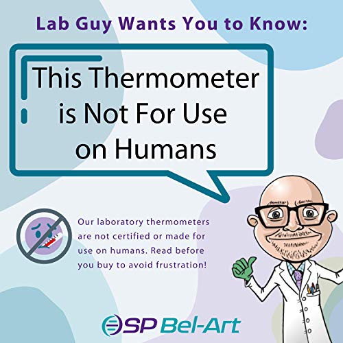 SP Bel-Art, H-B Easy-Read General Purpose Liquid-In-Glass Laboratory Thermometer; -10 to 225C, Total Immersion, Environmentally Friendly (B60305-0000) - size: -10 to 225°C, 350mm Length, style: Total Immersion
