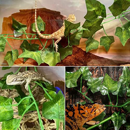 Reptile Vines Plants Decor, Lizard Tank Accessories Artificial Plants Vines and Flexible Leaves for Lizard Geckos Snakes Hermit Crab Frogs