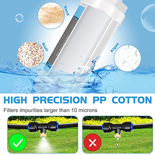 Misting System with Water Filter - Upgraded Signice 26 Ft (8M) Line & 7 Brass Mist Nozzles Outdoor Misters for Patio Cooling Mister Systems Kit for Outside Garden Backyard Greenhouse (Black) - size: 26 Ft