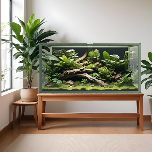 120 Gallon Reptile Tank for Bearded Dragon, Snake, Adult Reptile | Optimal Ventilation & Light Penetration by Rust Proof Mesh Top, Easy Assembly within 6 Steps with Clear Instruction - color: Earthy Green, size: 120 Gallon