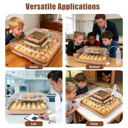 ZEMIRO CHARGE Series IV - 48 Egg Incubator for Breeders, Sensor-Based Precise Humidity & Temp Control, Chick Separator, Adjustable Egg Spacing, Auto Turn & Auto Stop, Preset Incubation Days, Candler - size: 48-Egg Brown