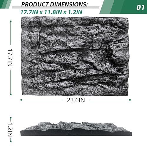 23.6x17.7in Rock Terrarium Background,3D Reptile Tank Background Board,Amphibian Stereo Backdrop Wall,Lizard Snake Gecko Spider Turtle Fish pet silo Background Decorative Panel(Grey) - color: grey-23.6"* 11.8"(1pcs)