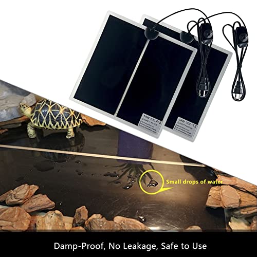Reptile Heating Mat, 2PCS Reptile Heating Pad with Temperature Adjustment for Reptiles Tortoise Snakes Lizard Gecko Hermit Crab Amphibians - Removable Terrarium Heat Mats(14W, 11x11 inches) - size: 2PCS,14W