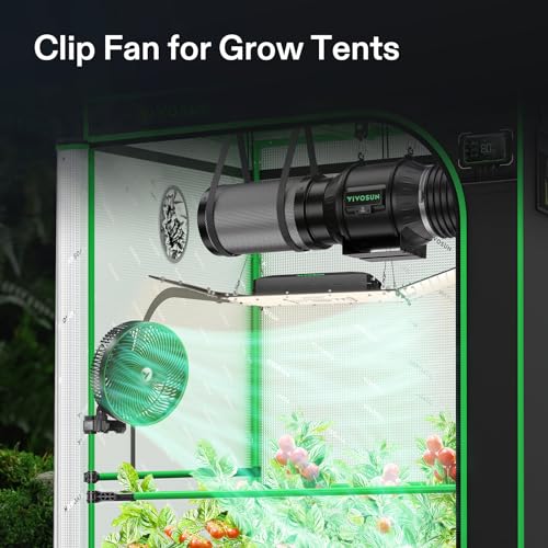VIVOSUN AeroWave E9 Grow Tent Fan, 9" Auto Oscillating Clip Fan with EC Motor, US Patented Circulation Fan, IP54 Weatherproof, Strong Airflow & Quiet for Hydroponic Ventilation (Pack of 2) - size: 9" Clip Fan-2 Pack