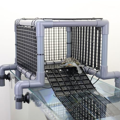 Above-Tank Turtle Basking Platform – Large Loft with Non-Slip Ramp & Drying Area for Aquatic Turtles, Sturdy Tank Topper Fits 20/25/29/55 Gal - size: Large (fits 12‑13 inch wide turtle tanks)