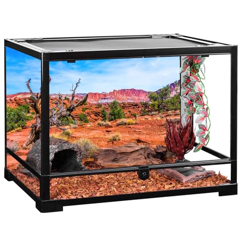 AWERT 60x24 inches Reptile Habitat Background Blue Sky Oasis Orange Desert Terrarium Background - size: 60x24in/150x60cm