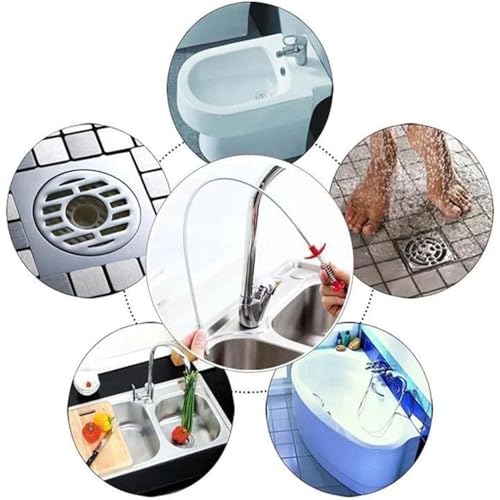 Sewer Cleaning Hook & No Need for Chemicals,Portrayi Sewer Cleaning Hook,Sewer Cleaning Hook Drain Clog Remover,Toilet Snake Clog Remover,Flexible Grabber Claw Long Drain Snake (63in) - color: 63in