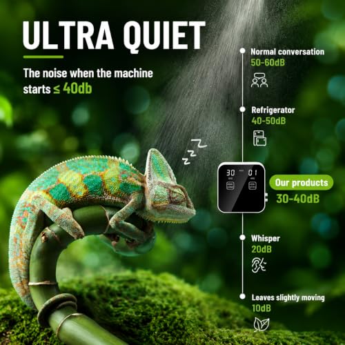 Reptile Mister Automatic with Timer Quiet Mist System for Terrariums | Quiet Operation, Water Shortage Protection, Adjustable 360° Mist Nozzles, Programmable Timing for Reptiles and Plants - color: White
