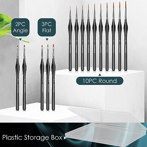 Miniature Paint Brushes,15Pcs Small Fine Tip Paintbrushes, Micro Detail Paint Brush Set, Triangular Grip Handles Art Brushes Perfect for Acrylic, Watercolor, Oil, Craft, Models(Black) - color: Black, size: 15