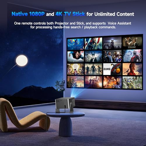 Smart Projector Built-in TV Stick, 4K Projector 650 ANSI Native 1080P, Wifi | Auto Focus & Obstacle Avoidance, Bluetooth Voice Control, Portable Projector for Bedroom Outdoor, Fits HDMI/USB/PS5/Laptop - color: Gray
