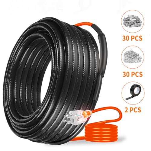 120FT Heating Cable for Metal and Plastic Home Pipes Energy-efficient | Pipe Heat Tape for Water Pipes, Pipe Freeze Protection, Keeps Water Flowing at -40℉, 120V - size: 120FT