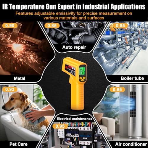 FKM Infrared Thermometer Gun High Precision 13-Point Laser -58°F~1112°F | (-50°C~600°C)Non-Contact Laser Temperature Gun,Digital IR Temp Gun for Cooking,Griddle,Oven,Food,HVAC,Automotive,Industrial - color: Golden