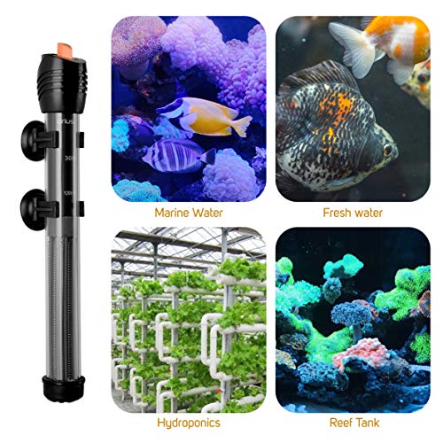 Orlushy Submersible Aquarium Heater, Adjustable Fish Tahk Heater with Free Thermometer Suitable for Marine Saltwater and Freshwater - size: C100