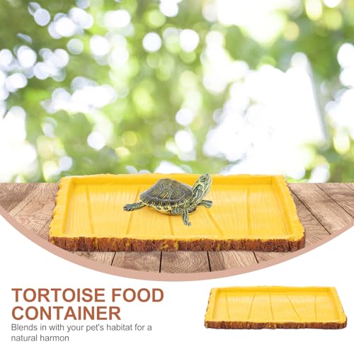 NUOBESTY Reptile Feeding Basin and Water Container Resin Rock Style Turtle Food Dish for Tortoise Enclosure Feeding Bowl for Lizards and Geckos