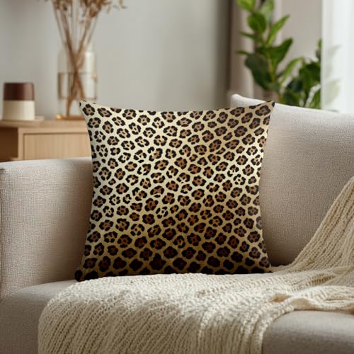 Golden Cheetah Print Throw Pillow Covers, Luxury Leopard Print Cushion Cases Digital Blended Hidden Zipperl Decorative Pillow Covers Square 16X16 in 2 Pcs - color: Golden Cheetah 1 Gold03, size: 16" x 16" (Pack of 2)
