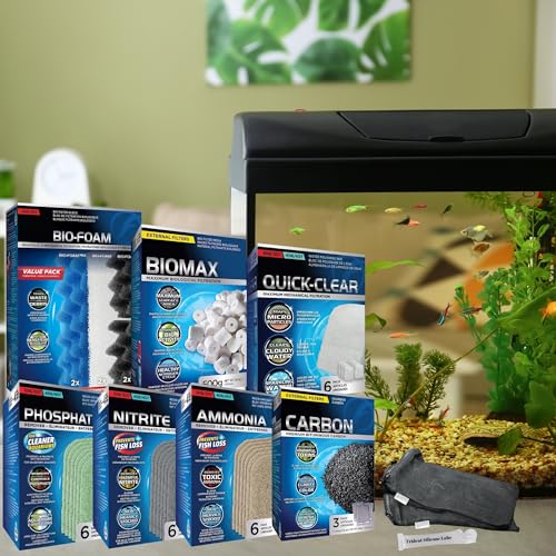 36 Pcs 306/307 Filter Media Canister Filter Maintenance & Replacement Filter Media Kit, Quick Clear, Carbon Bags (300g), Biomax (500g), Bio Foam, Phosphate-Ammonia-Nitrite Remover, Including Mesh Bags - size: 306/307