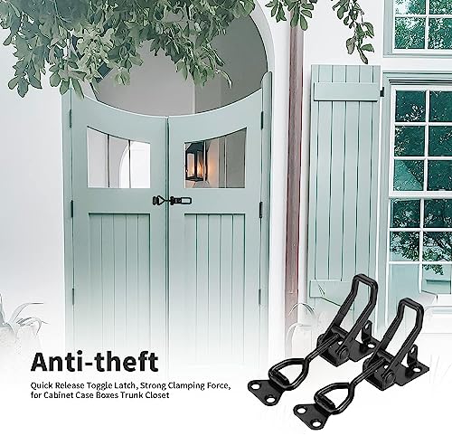 E-TING 4 Pack Adjustable Quick Release 661lbs load Toggle Latch for Cabinet | Heavy Duty 4003 metal pull toggle latch, max 300kg holding force, fits smoker, cabinet, trunk, jig and storage boxes - style: 4003(4pack)