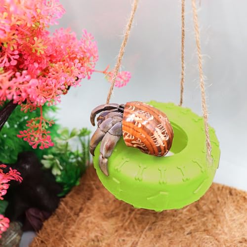 Hermit Crab Tire Swing Toy, Hermit Crab Climbing Toy, Reptile Tank Aquarium Decoration Accessory, Suitable for Small to Medium Sized Hermit Crabs, 3.7 Inches in Diameter - color: Green