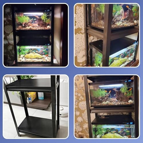 2-Tier Fish Tank Stand, Steel Aquarium Holder for Reptiles & Fish, Multi-Tier Display Table for Home, Floor Standing Insect Tank Shelf (70x40 cm / 27.5x16 in),One Color,70x40 cm (27.5 x 16in - size: 70x40 cm (27.5 x 16in)