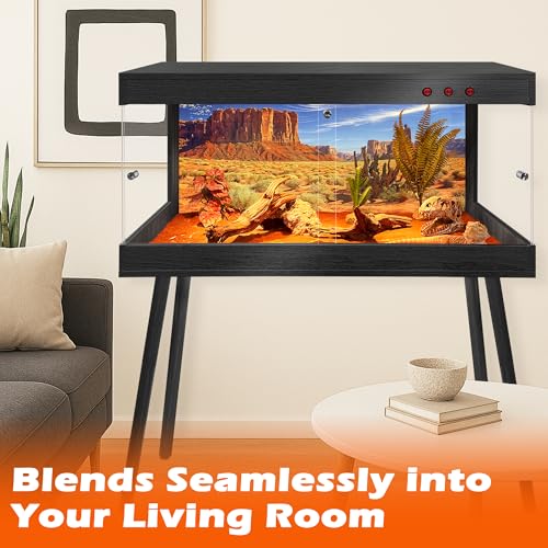 Royxen Reptile Tank with Leg Stand, Tempered Glass Bearded Dragon Tank, 64 Gallons Reptile Enclosure,Lizard Tank for Chameleon,Snake,Lizard Habitat (Black, 40x20x19.5 Inch) - color: Black, size: 40"x20"x19.5"