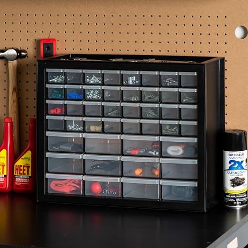 IRIS USA 44-Drawer Small Parts Storage Cabinet, Crafts, Made in USA, Black | Wall-mountable, Stackable, Building Bricks, Screws, Nuts & Bolts, Hardware, Garage Tool Storage - color: Black, size: 44 Drawer