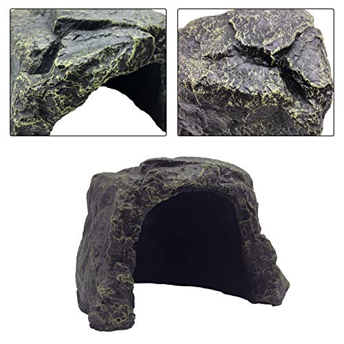 PINVNBY Large Reptile Hideout Cave,Resin Tortoise Hide Rock Turtle Hideaway House Lizard Box Shelter Habitat Decoration for Gecko Spiders Frogs Fish Turtles Hermit Crabs(3 Pcs)