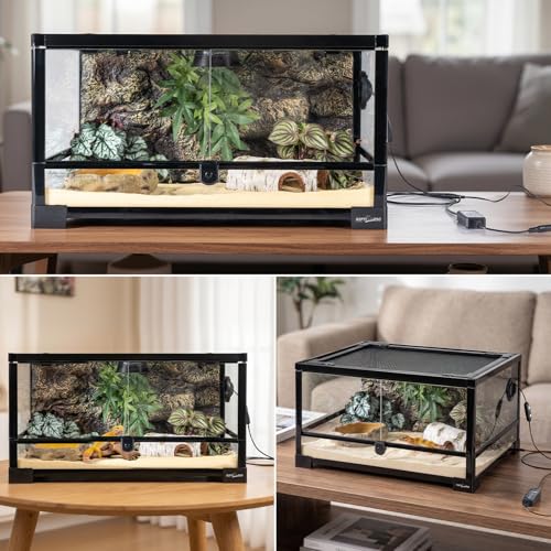REPTIZOO 5-in-1 Reptile Terrarium Starter Kit, 20 Gallon Reptile Tank with Built-in Heating System PID Digital Thermostat & UVB Light (5.0&10.0 Adjustable) & Reptile Hide Cave & Feeding Dish - size: 5-in-1 Starter Kit