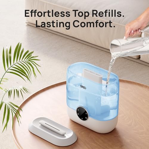 DREO 6L Humidifiers for Bedroom, 60H Runtime, 28 dB Quiet, HM524, Blue | Precise Humidity Control, Easy to Refill & Clean, Nightlight, Cool Mist Humidifiers for Large Rooms, Baby Nurseries & Plants | Precise Humidity Control, Easy to Refill & Clean, Night