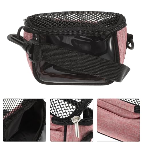 GLEAVI Small Animal Carrier Bag Portable Outdoor Guinea Pig Pouch with Breathable Mesh, Pink Beige S Size, Travel Handbag for Hamsters Squirrels Hedgehogs and Chinchillas