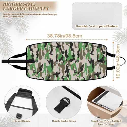 Woodland Camo Print Firewood Transport Bag Log Storage Tote | Large Capacity, Padded Handles, Open-Ended Design, Fits Home Fireplace, Camping Travel Backyard Gatherings - color: Classic Woodland Light Camo Print