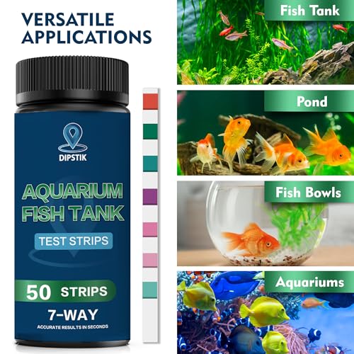 7-Way Aquarium Test Strips for Freshwater Saltwater (50 Strips) | Quick and Accurate Fish Tank Pond Test Strips,Test Nitrate, Nitrite, Chlorine,Hardness,Alkalinity, Carbonate, Ph - color: 7 WAY-50ct