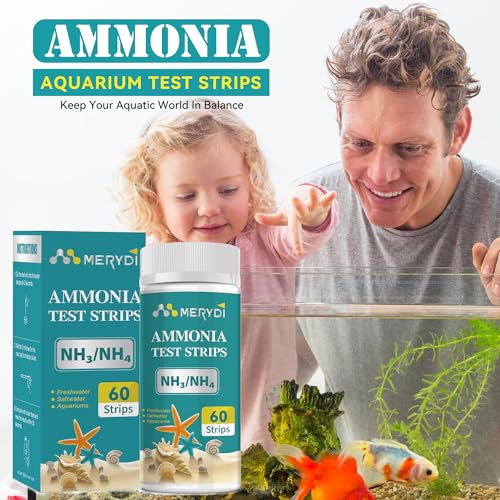 Ammonia Test Strips,60 Strips Aquarium Test Kit for Fish Tanks & Ponds | Quick & Accurate Freshwater SaltWater Aquariums Testing Strips - color: ammonia test strips