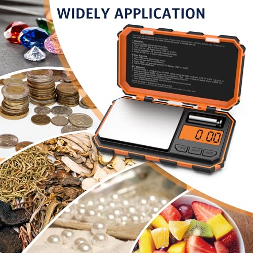 Digital Gram Scale, 200g x 0.01g Pocket Scale, Mini 6 Units Jewelry Scale with LCD Display, Tare Function for Food, Jewelry, Coin, Coffee,with 50g Calibration Weight(Battery Included) - size: 200g/0.01g