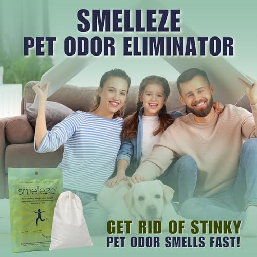 SMELLEZE Pet Odor Eliminator Pouch - Dogs, Cats, Birds - Covers 150 sqft | Works for Dog, Cat, Bird, Rodent & Reptile Stench in 150 Sq. Ft.