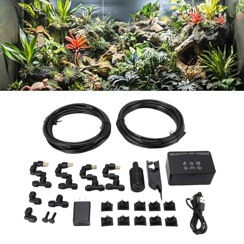TOPINCN Smart Reptile Misters, Reptile Humidifiers Automatic Terrarium Misting System with Timer Function, for Glass Containers and Rainforest Enclosures (US Plug)