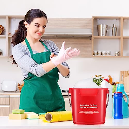 Lallisa 12 Pcs 3 Quart Cleaning Bucket Small Sanitizing Square Bucket Detergent Pail for Home Office Commercial Restaurant Kitchen Bathroom School (Red) - color: Red