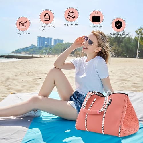 Hibala Neoprene Multipurpose Beach Bag,Gym/Travel/Pool Bag,Tote For Women&Men - color: Pink