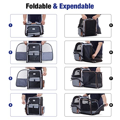 Large Cat Backpack Carrier Expandable Pet Carrier Backpack for Small Dogs Medium Cats Fit Up to 18 Lbs, Dog Carrier Backpack,Puppy Backpack Carrier, Striped - color: Striped