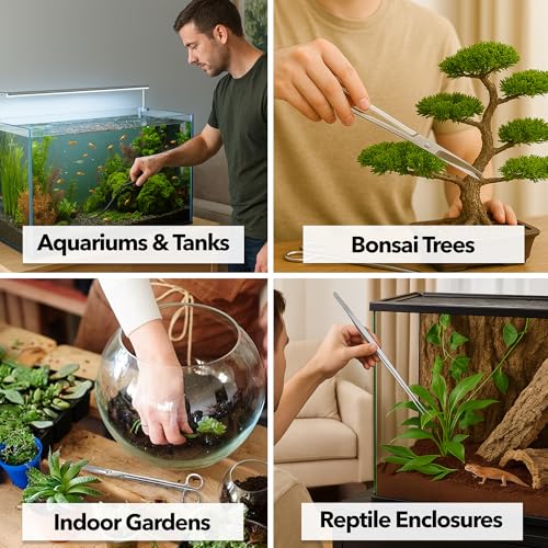 Mandala Crafts Stainless Steel 15 in Curved Fish Tanks Aquarium Tweezers | 15 Inch Forceps, Rust Resistant Stainless Steel, Trimming Aquatic Plants, Bowls, Terrariums, Freshwater & Saltwater Aquascape - color: Stainless Steel Curved Tweezers, size: 15 Inc
