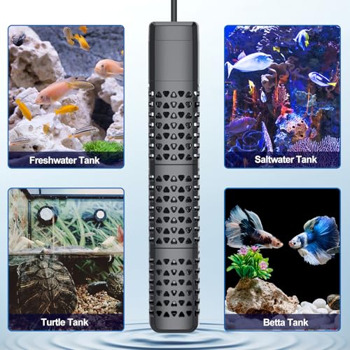 HiTauing Aquarium Heater, Upgraded 200W Fish Tank Heater with Intelligent Leaving Water Automatically Stop Heating and Advanced Temperature Control System, Suitable for Saltwater and Freshwater - size: 200W for 20-40 Gallon