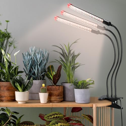 Gamechanger! 27 Watt Power Draw, NO Need Adapter, FECiDA 2026 3Head Clip Grow Lights for Seed Starting, Bonsai, Small Indoor Plants, Enough Bright Like Sun, 4/8/12/16/20H Timer - size: Clip-3Head-27W
