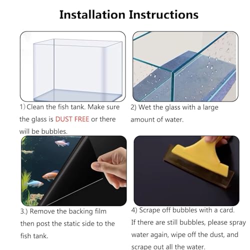 Black Aquarium Background Film, Static Cling PVC, 23.6" H × 78.7" W | Glue-Free Static Cling • Easy to Apply • No Residue • Blocks Rear Light • Makes Fish Colors Stand Out • Reusable - size: 23.6"H × 78.7"W