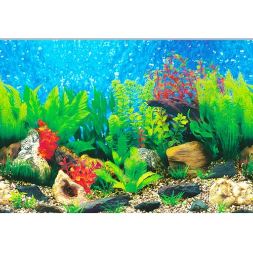 ELEBOX New 20" x 48" Fish Tank Background 2 Sided River Bed & Lake Background Aquarium - color: Coral, size: H:19.5"x L:48"