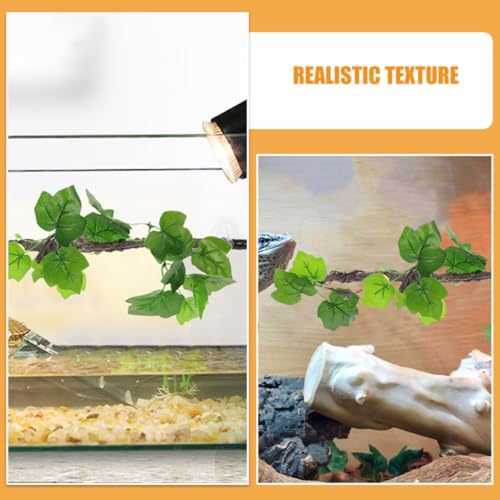 PRETYZOOM 2pcs Artificial Reptile Climbing Branch Vines with Suction Cups for Snake and Gecko Terrarium, Flexible Plastic Jungle Habitat Decor with Realistic Texture and Low Maintenance