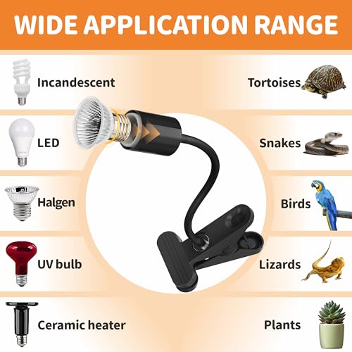 GOZILLA Reptile Heat Lamp, Turtle Lamp with 360° Goose Neck Rotatable Timing & Dimming Cycle Timer, 25W+50W UVA/UVB Reptile Light Bulbs for Reptiles and Amphibian Tanks, Terrariums and Cages.(Black) - color: Goose Neck-Black