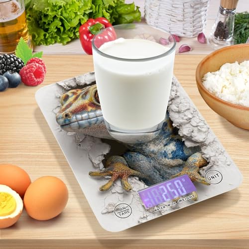 Geckoes Reptile 3D Wall LCD Display Small Food Scales for Kitchen 11lb/0 18oz 5kg/5g (Scenario) Small Scales Digital gram and oz with 4 Unit for Espresso Espresso pesa para alimentos