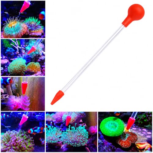 Aquarium Choice Coral Feeder Long Syringe Tube Liquid Fertilizer Feeder SPS HPS Marine Reef Coral Feeder Tool Fish Excreta Cleaner Precise spot Feeding Tube 18.3 Inch Long - size: 1 units red coral feeder