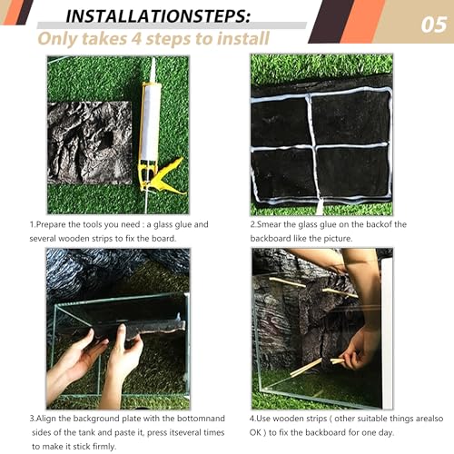 17.7x11.8in Rock Terrarium Background,3D Reptile Tank Background Board,Amphibian Stereo Backdrop Wall,Lizard Snake Gecko Spider Turtle Fish pet silo Background Decorative Panel(Brown) - color: brown-17.7"*11.8"(1pcs)
