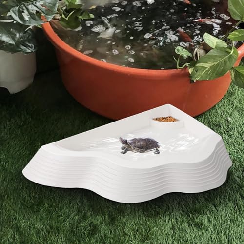 Reptile Bathing Pool Non-Slip Turtle Bathing Basins with Ramp | Reptile Bath Pool, Aquarium Decoration for Gecko Snake Bearded Dragon - color: White, size: Large