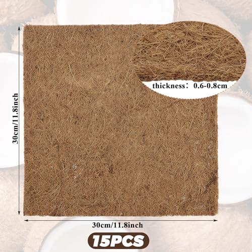 15Pcs Reptile Carpet, Coconut Fiber Substrate, Tortoise Bedding for Bearded Dragon Tortoise Lizard Turtle Snake Leopard Gecko Substrate Bedding